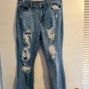 Judy Blue Light Blue Distressed Boyfriend Jeans